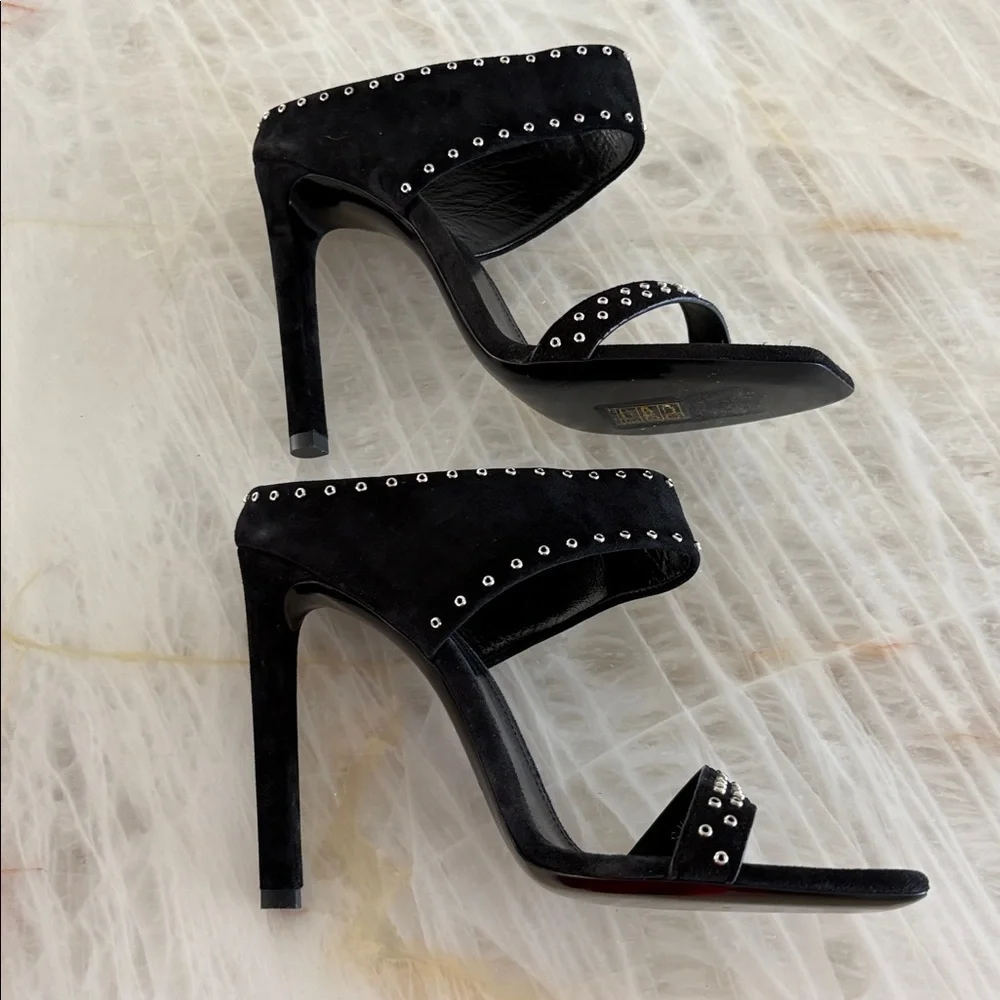 Saint Laurent Black Studded Heels Size 38 - Picture 6 of 15